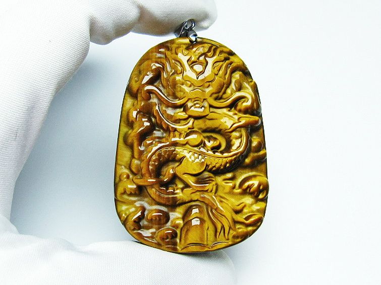 タイガーアイ 手彫り 龍 ペンダント [T152-953] 2枚目
