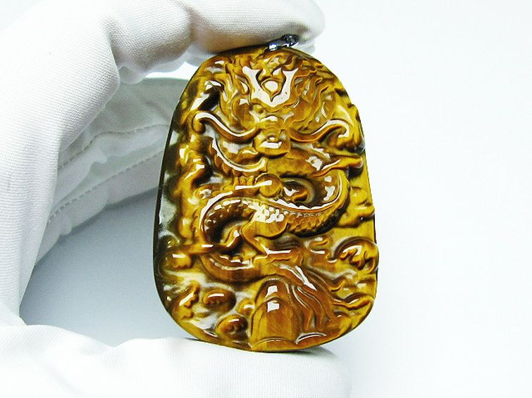 タイガーアイ 手彫り 龍 ペンダント [t152-957] 2枚目