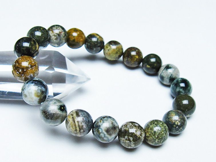 【超希少石/最強品質】天眼オーシャンジャスパー＊約11mm＊　天然石ブレスレット オーシャンジャスパー ブレスレット 11mm [t153-3409]