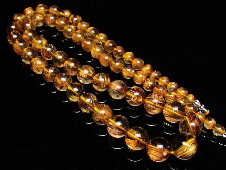 ゴールドタイチンルチル ネックレス 12mm [T162-444] 1枚目