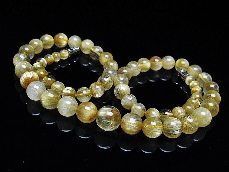 ゴールドタイチンルチル ネックレス 10mm [t162-741] 1枚目