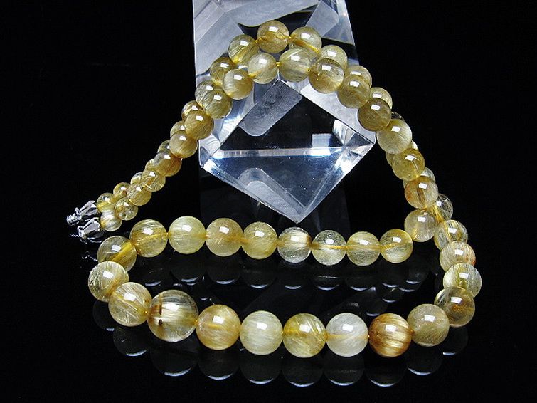 ゴールドタイチンルチル ネックレス 10mm [t162-741] 2枚目