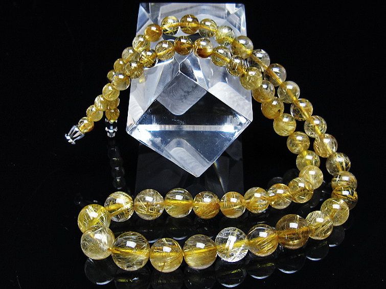 ゴールドタイチンルチル ネックレス 10mm [T162-743] 2枚目