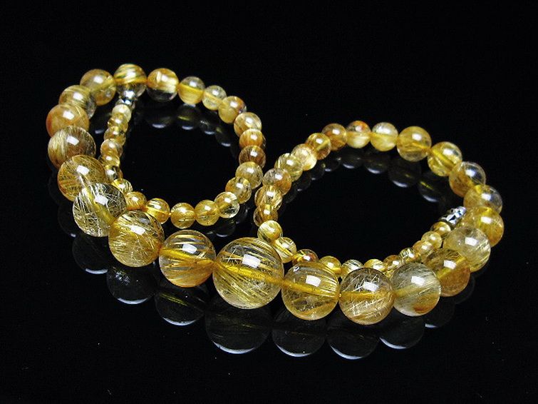 ゴールドタイチンルチル ネックレス 13mm [T162-757] 1枚目