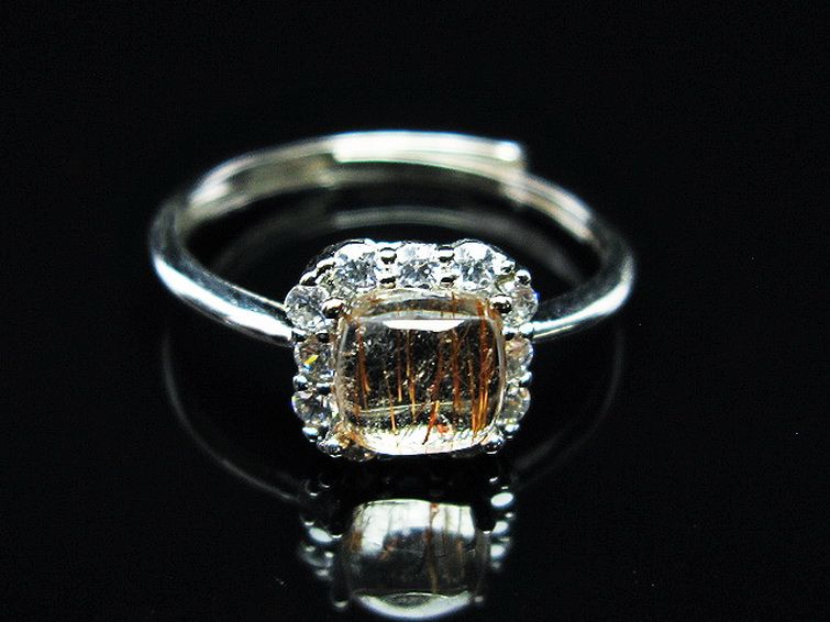 ファイナルグレード金針ルチル水晶 指輪 (15号)[T164-6759] 1枚目