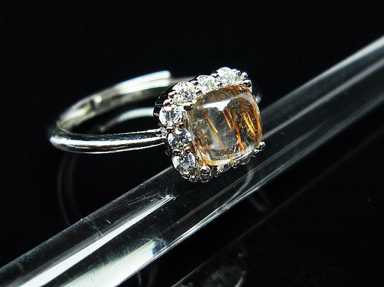 ファイナルグレード金針ルチル水晶 指輪 (15号)[T164-6759] 2枚目