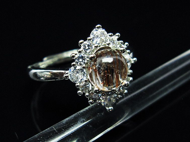 ファイナルグレード金針ルチル水晶 指輪 (19号)[T164-6837] 2枚目