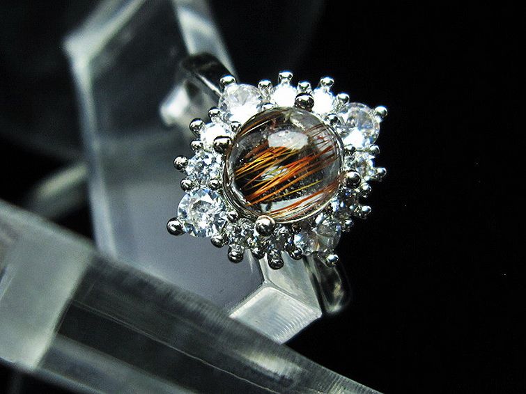 ファイナルグレード金針ルチル水晶 指輪 (19号)[T164-6837] 3枚目