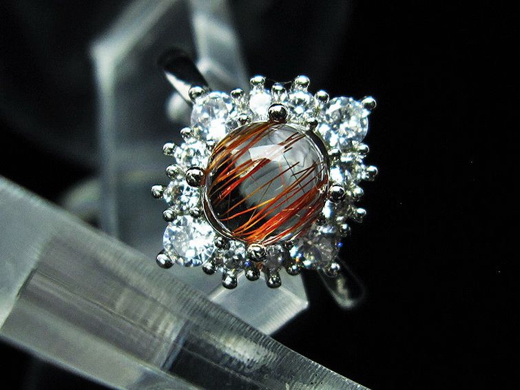 ファイナルグレード金針ルチル水晶 指輪 (21号)[T164-6889] 3枚目