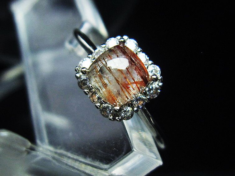 ファイナルグレード金針ルチル水晶 指輪 (16号)[T164-7023] 2枚目