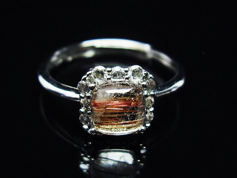 ファイナルグレード金針ルチル水晶 指輪 (15号)[T164-7038] 1枚目