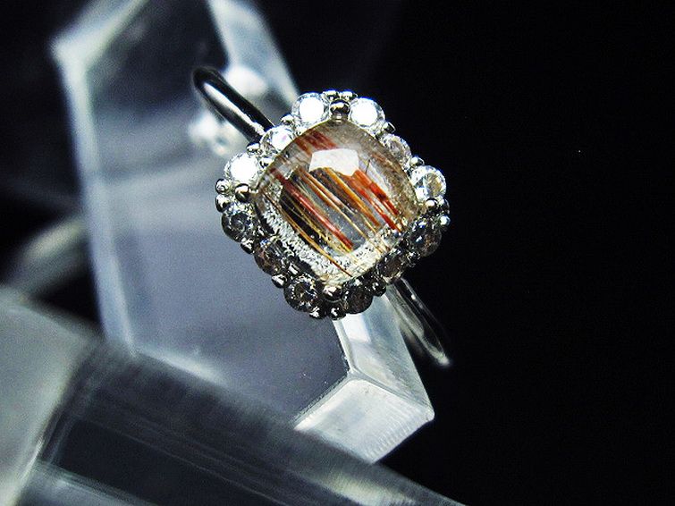 ファイナルグレード金針ルチル水晶 指輪 (15号)[T164-7038] 2枚目