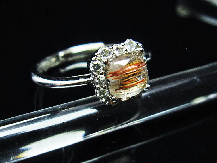 ファイナルグレード金針ルチル水晶 指輪 (15号)[T164-7038] 3枚目