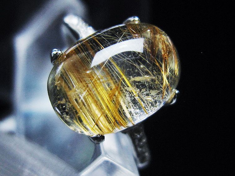 ファイナルグレード金針ルチル水晶 指輪 (14号)[T164-7385] 2枚目