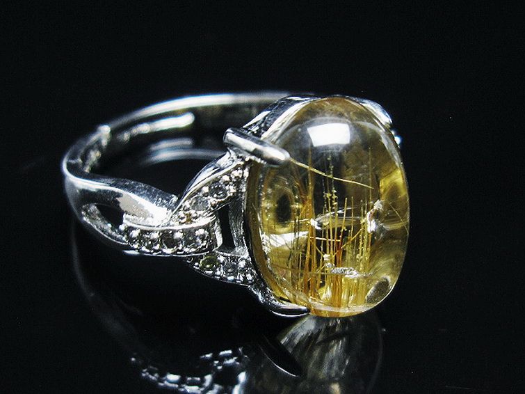 ファイナルグレード金針ルチル水晶 指輪 (14号)[T164-7387] 3枚目
