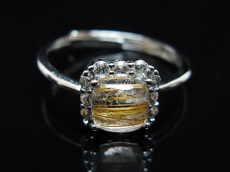 ファイナルグレード金針ルチル水晶 指輪 (16号)[T164-7438] 1枚目