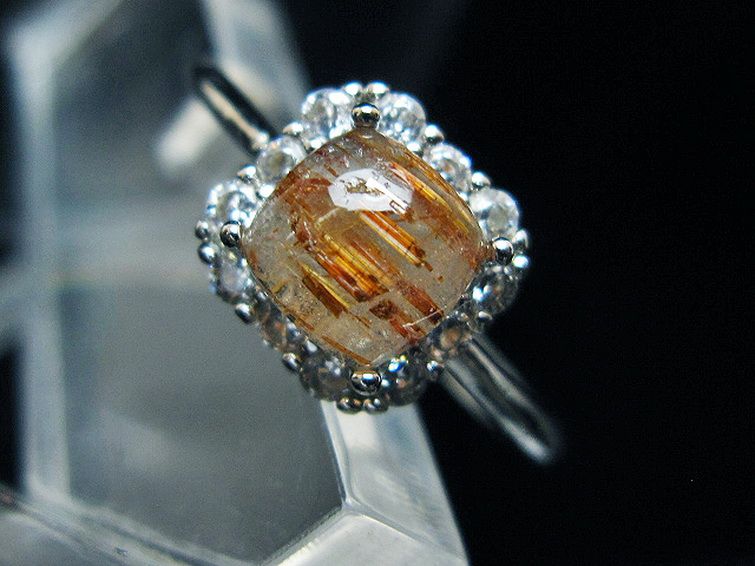 ファイナルグレード金針ルチル水晶 指輪 (15号)[T164-7450] 2枚目