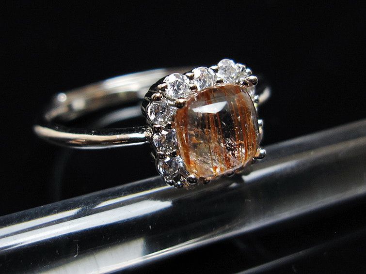 ファイナルグレード金針ルチル水晶 指輪 (15号)[T164-7454] 3枚目