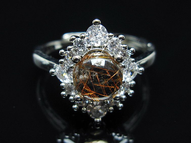 ファイナルグレード金針ルチル水晶 指輪 (18号)[T164-7489] 1枚目