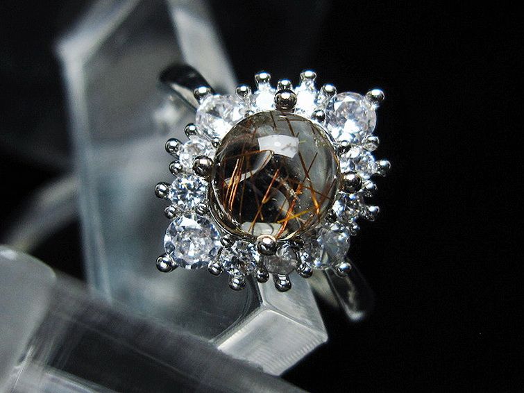 ファイナルグレード金針ルチル水晶 指輪 (18号)[T164-7489] 2枚目