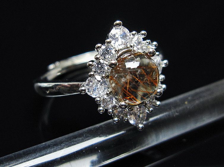 ファイナルグレード金針ルチル水晶 指輪 (18号)[T164-7489] 3枚目