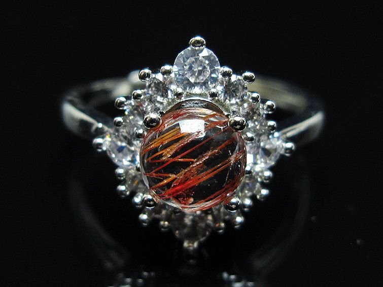 ファイナルグレード金針ルチル水晶 指輪 (18号)[T164-7512] 1枚目