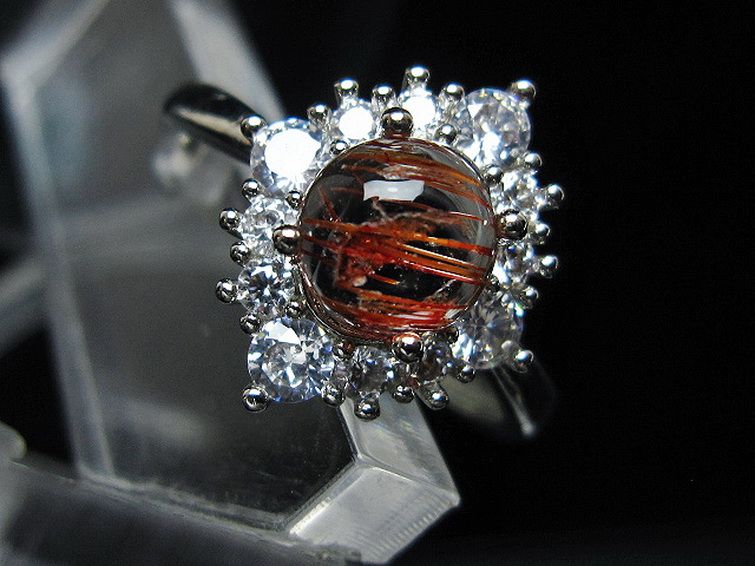 ファイナルグレード金針ルチル水晶 指輪 (18号)[T164-7512] 2枚目