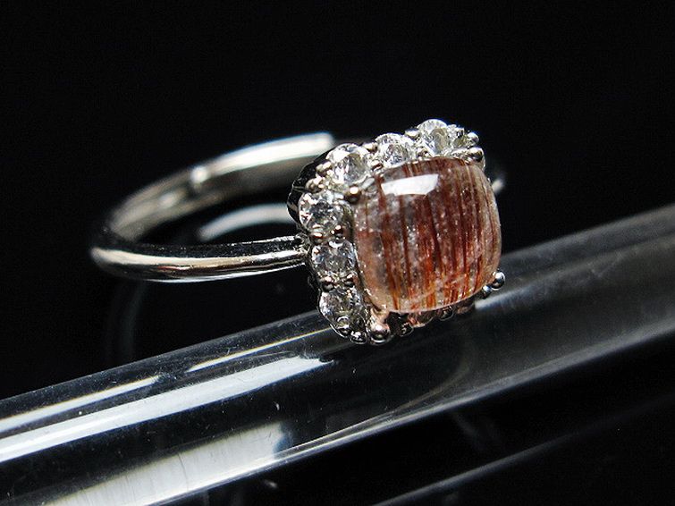 ファイナルグレード金針ルチル水晶 指輪 (15号)[T164-7539] 3枚目