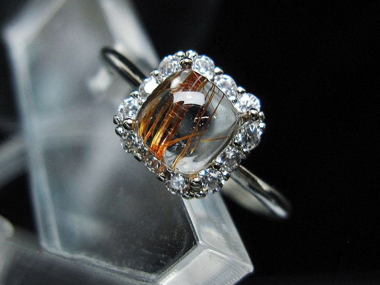 ファイナルグレード金針ルチル水晶 指輪 (16号)[T164-7546] 2枚目