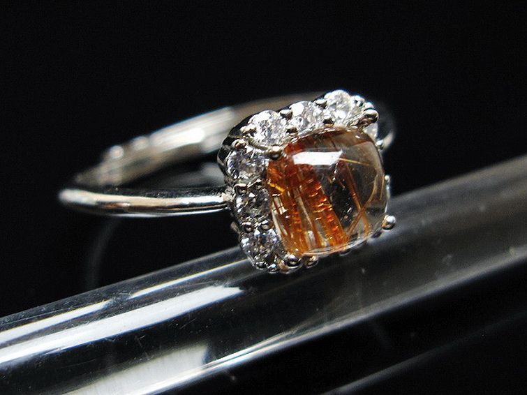 ファイナルグレード金針ルチル水晶 指輪 (16号)[T164-7546] 3枚目