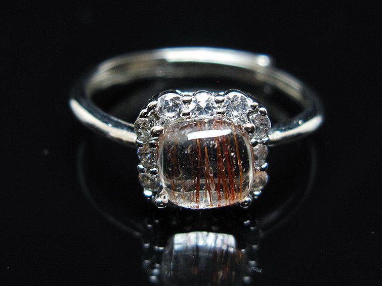 ファイナルグレード金針ルチル水晶 指輪 (14号)[T164-7554] 1枚目