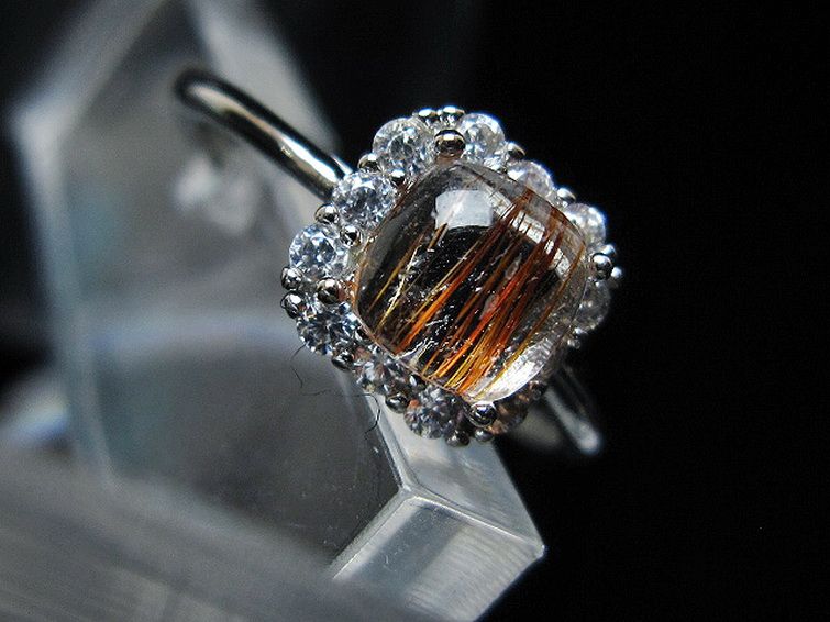 ファイナルグレード金針ルチル水晶 指輪 (14号)[T164-7554] 2枚目