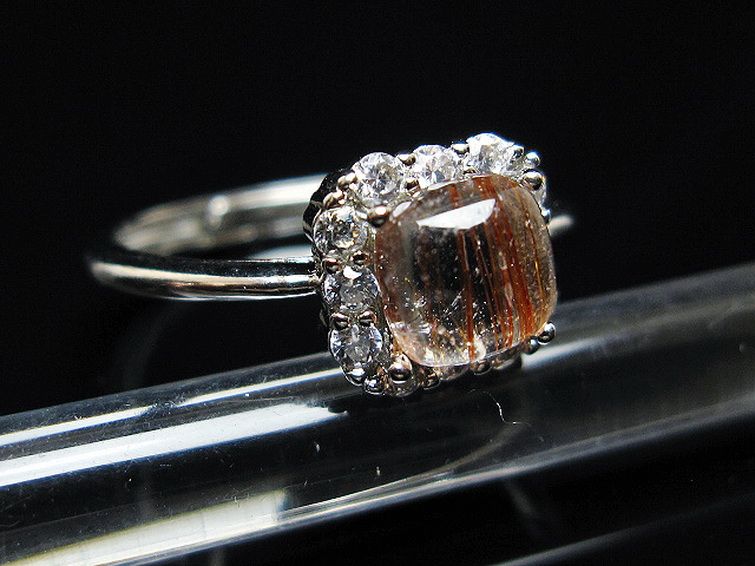 ファイナルグレード金針ルチル水晶 指輪 (14号)[T164-7554] 3枚目