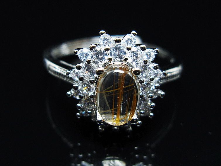 ファイナルグレード金針ルチル水晶 指輪 (19号)[T164-7601] 1枚目