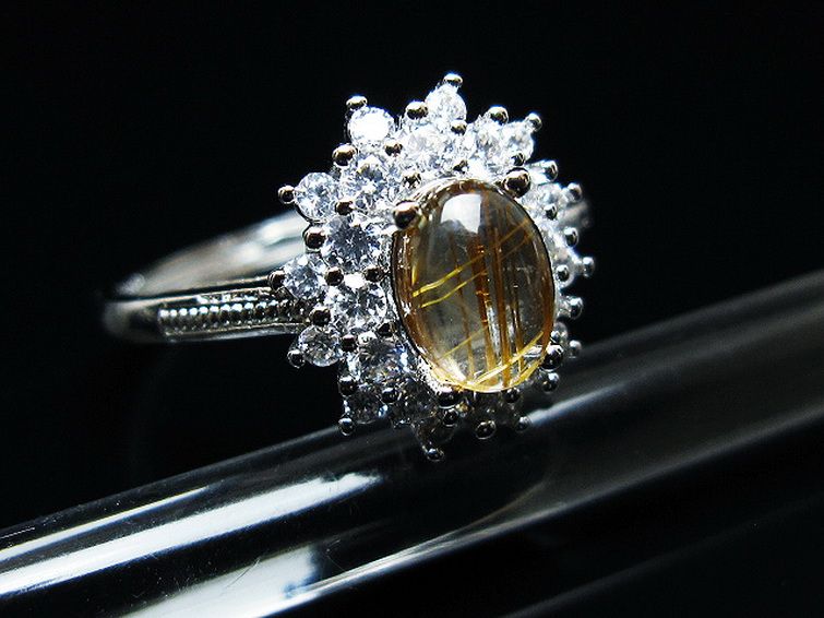 ファイナルグレード金針ルチル水晶 指輪 (19号)[T164-7601] 3枚目