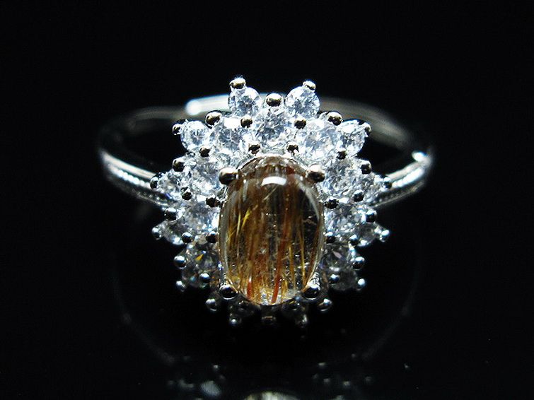 ファイナルグレード金針ルチル水晶 指輪 (18号)[T164-7606] 1枚目