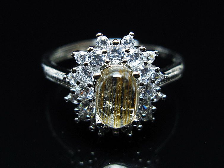 ファイナルグレード金針ルチル水晶 指輪 (19号)[T164-7609] 1枚目