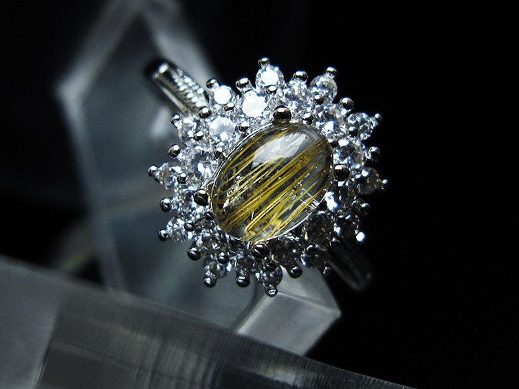 ファイナルグレード金針ルチル水晶 指輪 (19号)[T164-7609] 2枚目