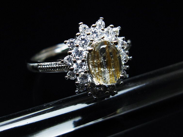 ファイナルグレード金針ルチル水晶 指輪 (19号)[T164-7609] 3枚目