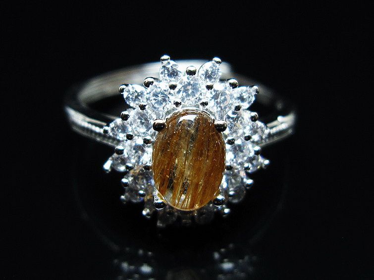 ファイナルグレード金針ルチル水晶 指輪 (18号)[T164-7614] 1枚目