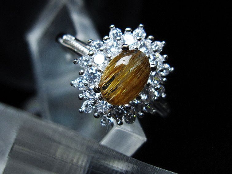 ファイナルグレード金針ルチル水晶 指輪 (18号)[T164-7614] 2枚目