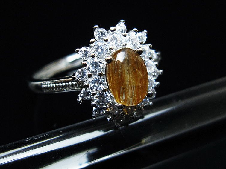 ファイナルグレード金針ルチル水晶 指輪 (18号)[T164-7614] 3枚目