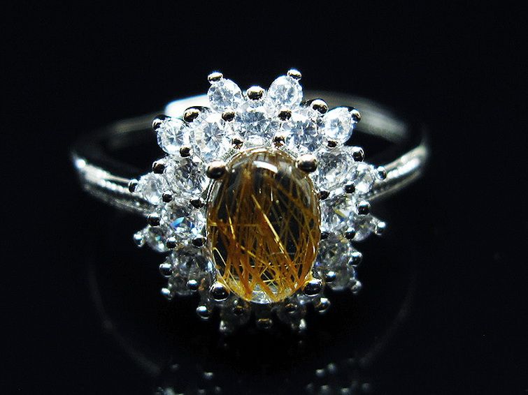 ファイナルグレード金針ルチル水晶 指輪 (18号)[T164-7629] 1枚目