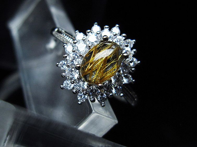 ファイナルグレード金針ルチル水晶 指輪 (18号)[T164-7629] 2枚目