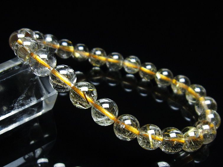 ゴールドタイチンルチル ブレスレット 7mm [T171-6502] 1枚目