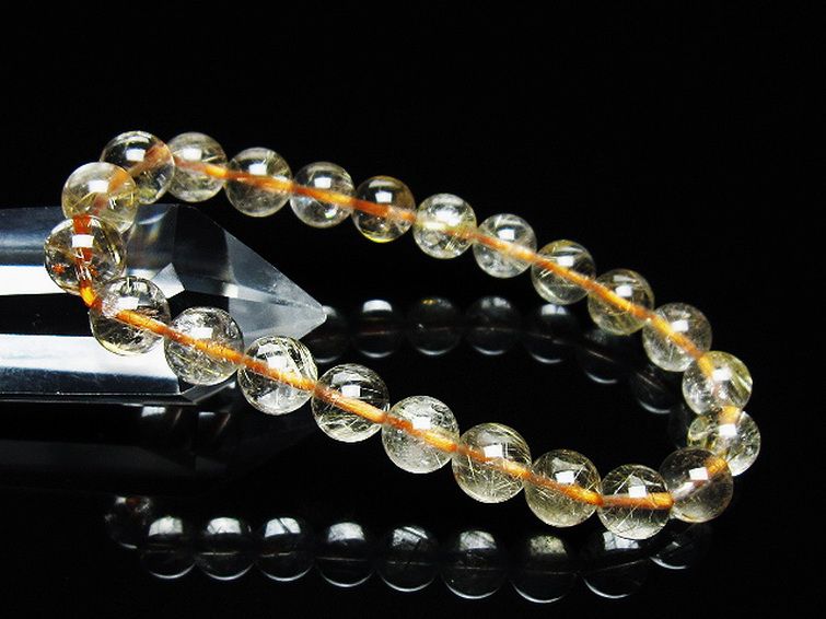 ゴールドタイチンルチル ブレスレット 8mm [t171-7257] 1枚目