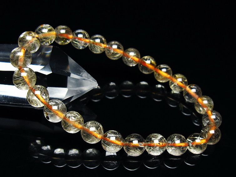 ゴールドタイチンルチル ブレスレット 7mm [t171-7389] 1枚目