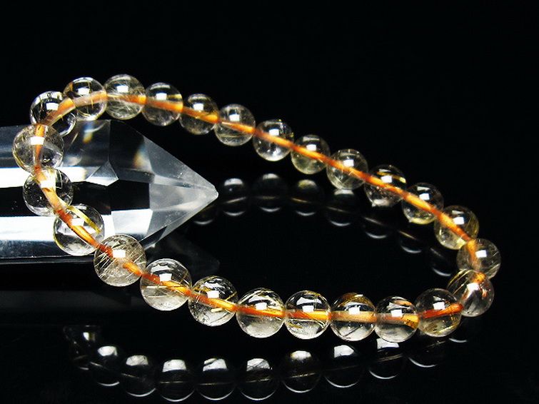 ゴールドタイチンルチル ブレスレット 7mm [T171-7392] 1枚目