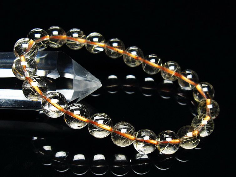 ゴールドタイチンルチル ブレスレット 8mm [T171-7406] 1枚目