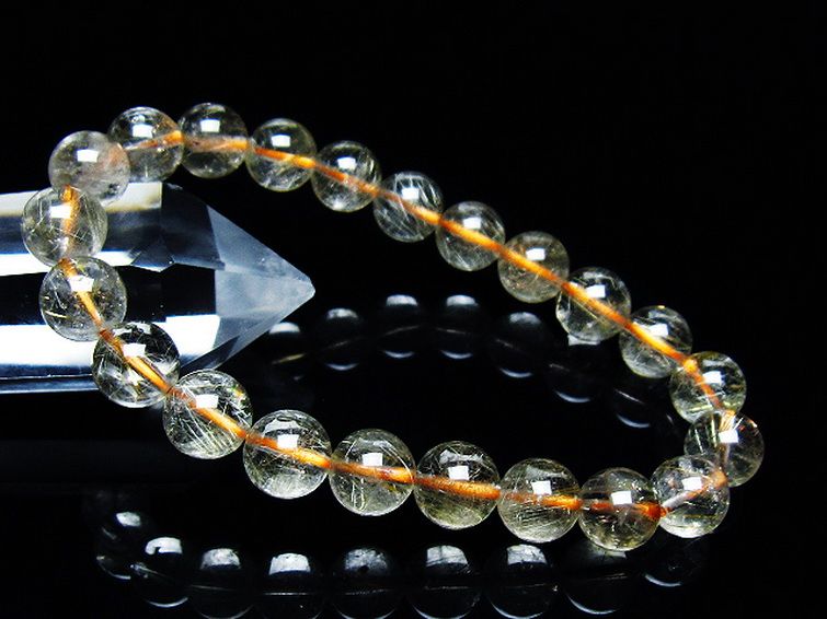 ゴールドタイチンルチル ブレスレット 8mm [t171-7540] 1枚目